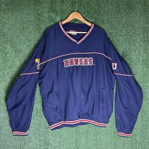 University Of Kansas Jayhalks Pull Over Jacket 2XL Colliseum Vintage Windbreaker